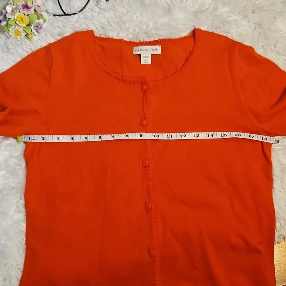 Coldwater Creek Orange Button Up Cardigan Sweater 3/4 Sleeve Size Medium M 10-12 - Picture 10 of 11